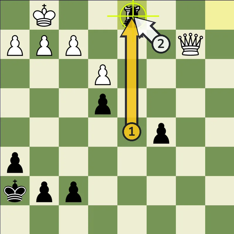 Back-rank mate example, final position after cxd1=Q#