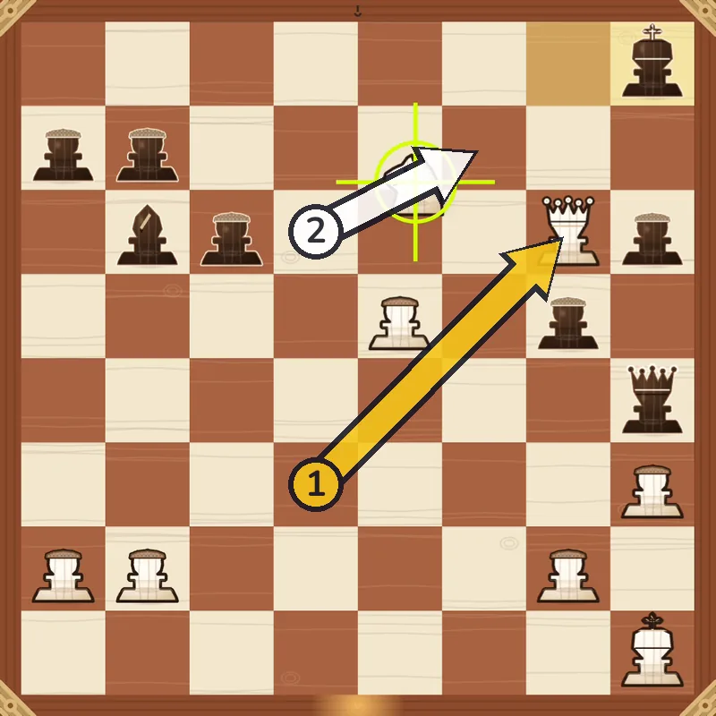 Corner mate example, final position after Nf7#
