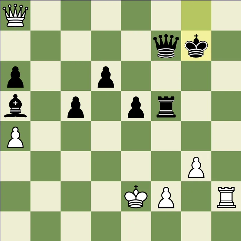 Swallow's tail mate example: White to play after Kg7
