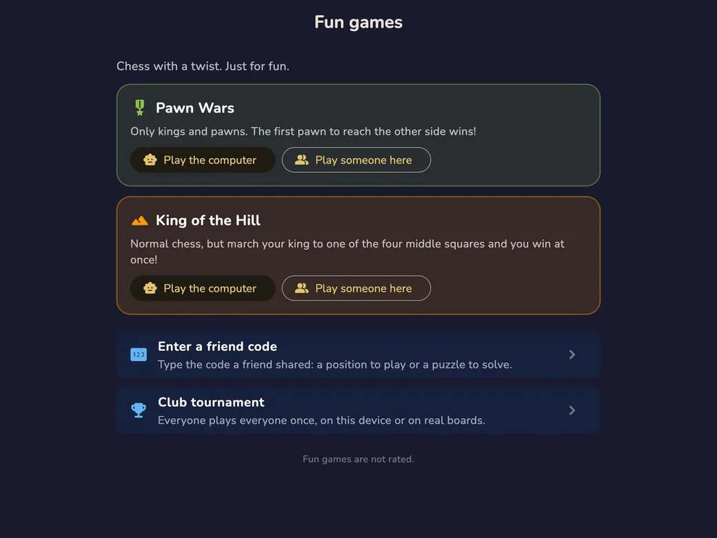 RankUp Chess on macOS: fun games, Pawn Wars and King of the Hill