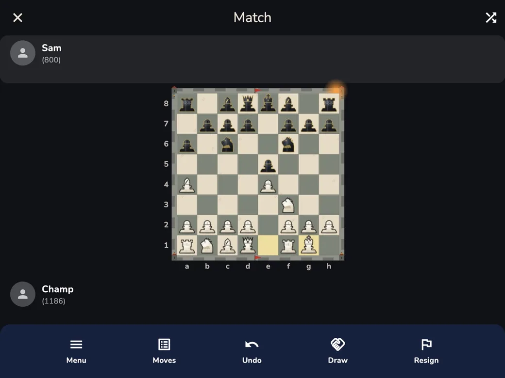 RankUp Chess on macOS — A match on the Castle board, a Premium theme