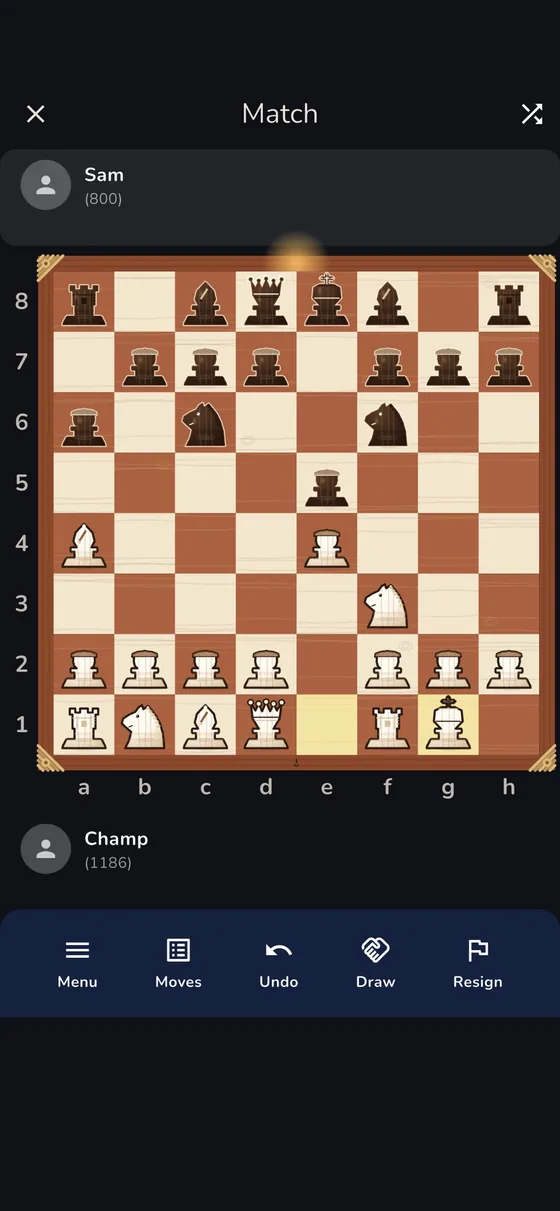 RankUp Chess — A live match on the Treehouse board, one of six board themes